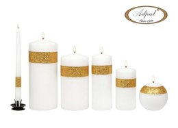 Świeca Sparkle 15/7 cm Złoty pasek Adpal