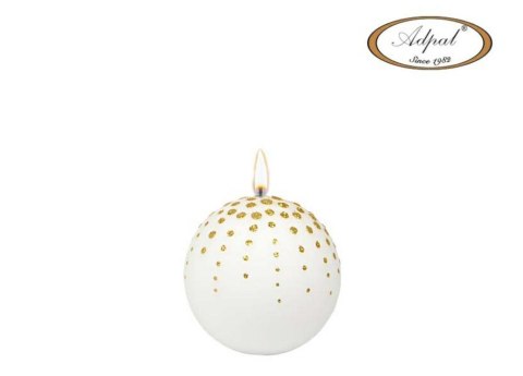 Świeca kula 8 cm Biała Glitter Dots Adpal Świeca kula 8 cm Biała Glitter Dots Adpal