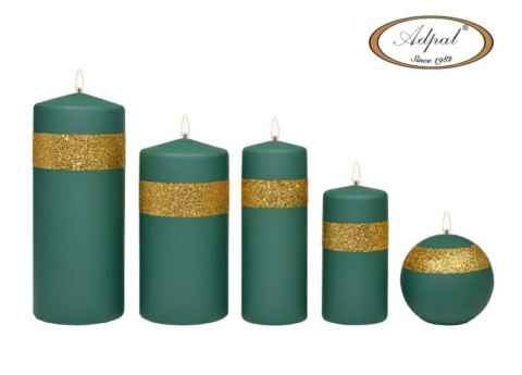 Świeca zielona Sparkle 20/7 cm Zielony pasekk Adpal Świeca zielona Sparkle 20/7 cm Zielony pasekk Adpal