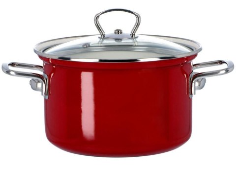 Garnek emaliowany 24/6,1L pokrywka szklana ECO CERAMIC BELIS czerwony 146899 Garnek emaliowany 24/6,1L pokrywka szklana ECO CERAMIC BELIS czerwony 146899