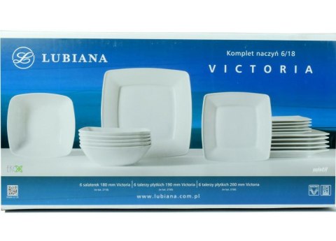 Komplet talerzy dla 6 osób 18 elementowy VICTORIA Biały Lubiana Komplet talerzy dla 6 osób 18 elementowy VICTORIA Biały Lubiana